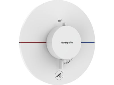 Baterie cada - dus termostatata Hansgrohe ShowerSelect Comfort S cu montaj incastrat, necesita corp ingropat, alb mat