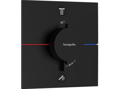 Baterie cada - dus termostatata Hansgrohe ShowerSelect Comfort E cu 2 functii, montaj incastrat, necesita corp ingropat, negru mat