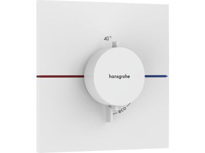 Baterie dus termostatata Hansgrohe ShowerSelect Comfort E cu montaj incastrat, necesita corp ingropat, alb mat