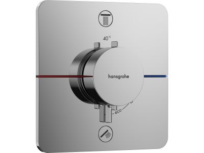 Baterie cada - dus termostatata Hansgrohe ShowerSelect Comfort Q cu 2 functii, montaj incastrat, necesita corp ingropat, crom