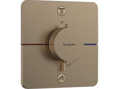 Baterie cada - dus termostatata Hansgrohe ShowerSelect Comfort Q cu 2 functii, montaj incastrat, necesita corp ingropat, bronz periat