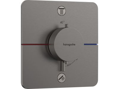 Baterie cada - dus termostatata Hansgrohe ShowerSelect Comfort Q cu 2 functii, montaj incastrat, necesita corp ingropat, negru periat