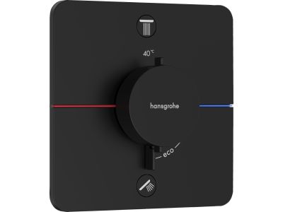 Baterie cada - dus termostatata Hansgrohe ShowerSelect Comfort Q cu 2 functii, montaj incastrat, necesita corp ingropat, negru mat
