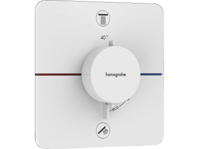 Baterie cada - dus termostatata Hansgrohe ShowerSelect Comfort Q cu 2 functii, montaj incastrat, necesita corp ingropat, alb mat