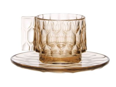Ceasca si farfuriuta Kartell Jellies Family, design Patricia Urquiola, verde transparent