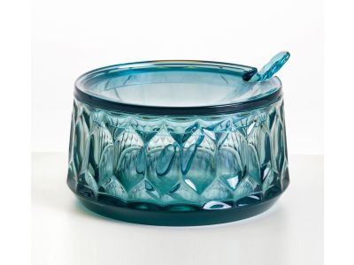 Recipient zahar cu capac Kartell Jellies Family, design Patricia Urquiola, albastru transparent