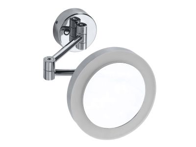 Oglinda cosmetica de perete Bemeta 3x, d20cm, 40cm, iluminare, montare pe perete, crom