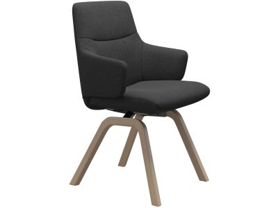 Scaun Stressless Mint v2 L Low D200 cu brate, Balance&Glide, cadru natur, tapiterie textil Calido Dark Grey