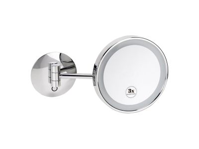 Oglinda cosmetica de perete Bemeta 3x, d20cm, 33.5cm, senzor touch, iluminare, montare pe perete, crom