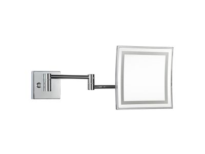 Oglinda cosmetica de perete Bemeta 3x, 30x30cm, 47cm, senzor touch, iluminare, montare pe perete, crom