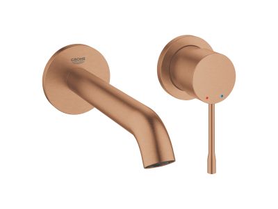 Baterie lavoar Grohe Essence New M din 2 elemente, de perete, montaj incastrat, necesita corp ingropat, brushed warm sunset