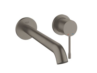 Baterie lavoar Grohe Essence New L din 2 elemente, de perete, montaj incastrat, necesita corp ingropat, brushed hard graphite