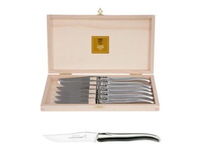 Set cutite friptura Claude Dozorme Laguiole cu maner aluminiu, 6 piese, cutie lemn fag
