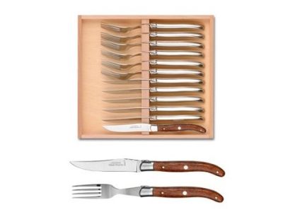 Set tacamuri Claude Dozorme Laguiole, maner lemn exotic, bolster inox, 12 piese, cutie lemn fag