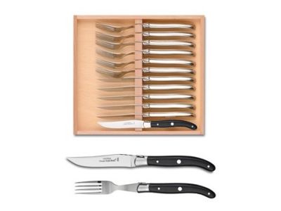 Set tacamuri Claude Dozorme Laguiole, maner lemn abanos, bolster inox, 12 piese, cutie lemn fag