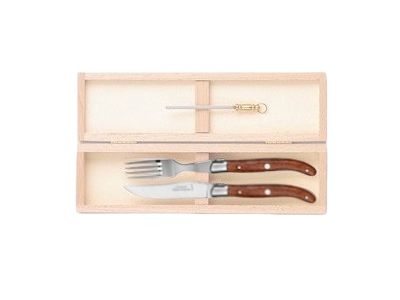 Set tacamuri Claude Dozorme Laguiole, maner lemn exotic, 2 piese, cutie lemn fag