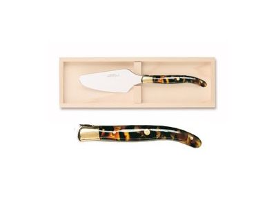Paleta servire tort Claude Dozorme Laguiole cu maner rasina flake, bolster alama, cutie lemn fag