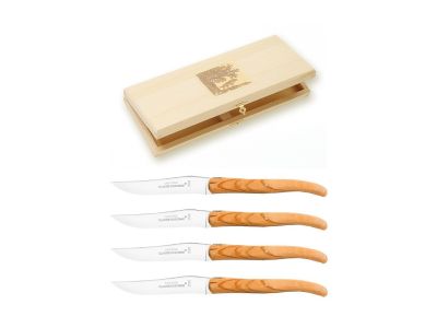 Set cutite friptura Claude Dozorme Laguiole cu maner din lemn maslin, 4 piese, cutie lemn fag