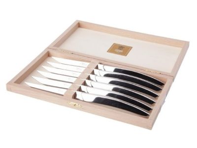 Set cutite friptura Claude Dozorme Laguiole cu maner inox lucios, 6 piese, cutie lemn fag