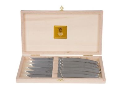 Set cutite friptura Claude Dozorme Laguiole cu maner inox mat, 6 piese, cutie lemn fag