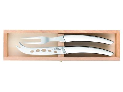 Set cutite branzeturi Claude Dozorme Le Thiers cu maner inox lucios, 2 piese, cutie lemn fag