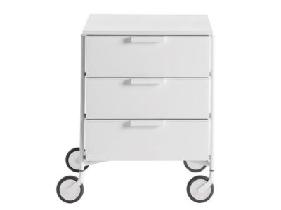Comoda cu rotile Kartell Mobil Mat, design Antonio Citterio & Oliver Low, 49xc47.5cm, h63cm, alb mat