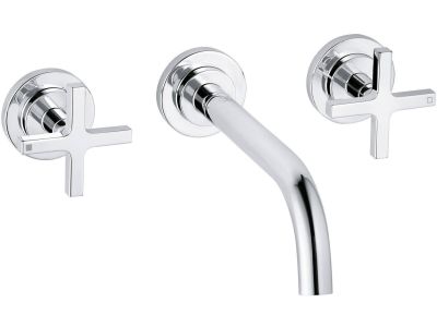 Baterie lavoar Kludi Nova Fonte Classic din 3 elemente, 18cm, montare pe perete, crom