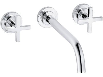 Baterie lavoar Kludi Nova Fonte Classic din 3 elemente, 24cm, montare pe perete, crom