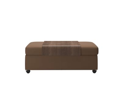Ottoman dublu Stressless Doubleotto cu masuta Walnut, tapiterie piele Batik Latte