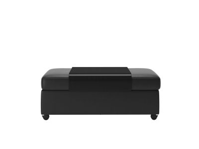 Ottoman dublu Stressless Doubleotto cu masuta Grey, tapiterie piele Batik Black