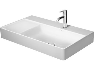 Lavoar Duravit DuraSquare 80x47 cm cuva dreapta, fara preaplin, cu capac ceramic pentru ventil inclus si finisaj suplimentar