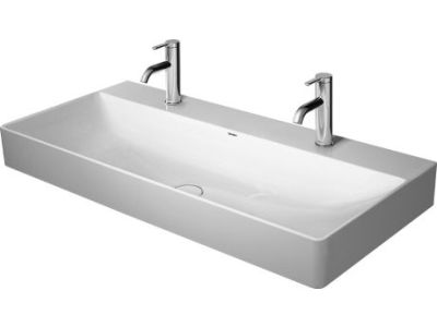 Lavoar dublu Duravit DuraSquare 100cm, fara preaplin, cu capac ceramic pentru ventil inclus si finisaj suplimentar