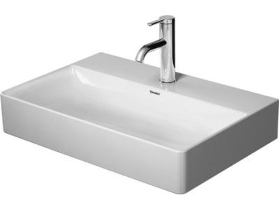 Lavoar Duravit DuraSquare Compact, 60x40cm, fara preaplin, montare pe mobilier, cu capac ceramic pentru ventil inclus, alb