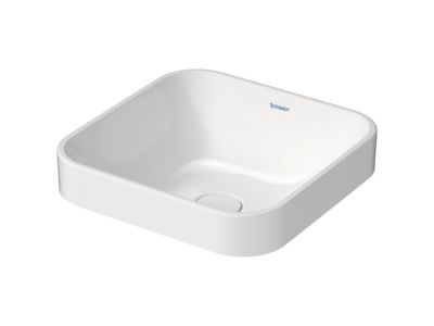 Lavoar tip bol Duravit Happy D.2 Plus 40x40cm, cu capac ceramic pentru ventil inclus, alb