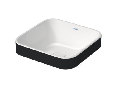 Lavoar tip bol Duravit Happy D.2 Plus 40x40cm, cu capac ceramic pentru ventil inclus, alb-antracit mat