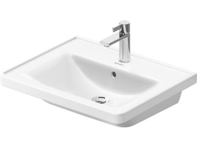 Lavoar Duravit D-Neo 60x48cm, WonderGliss, montare pe mobilier, finisaj suplimentar, alb