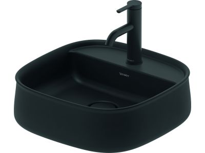 Lavoar Duravit Zencha 42x42cm, cu platforma baterie, montare pe blat, fara preaplin, DuraCeram, antracit mat