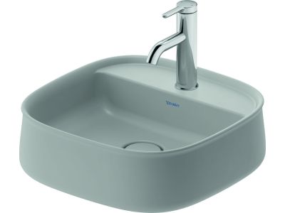 Lavoar Duravit Zencha 42x42cm, cu platforma baterie, montare pe blat, fara preaplin, DuraCeram, gri satin mat