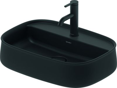 Lavoar Duravit Zencha 55x39cm, cu platforma baterie, montare pe blat, fara preaplin, DuraCeram, antracit mat