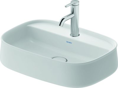 Lavoar Duravit Zencha 55x39cm, cu platforma baterie, montare pe blat, fara preaplin, DuraCeram, alb satin mat
