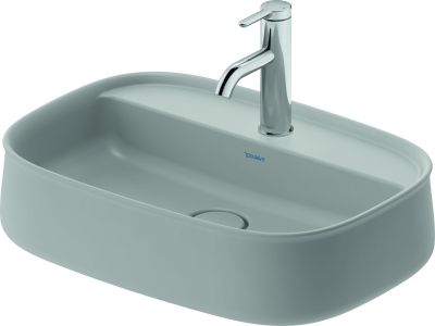Lavoar Duravit Zencha 55x39cm, cu platforma baterie, montare pe blat, fara preaplin, DuraCeram, gri satin mat