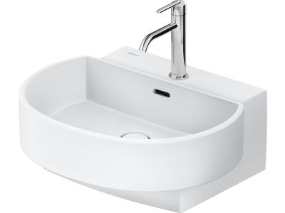 Lavoar Duravit Balcoon 55x48cm, ventil click-clack cu capac ceramic, DuraShield, alb mat