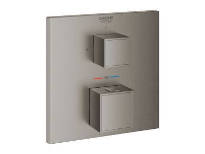 Baterie dus termostatata Grohe Grohtherm Cube cu 1 functie, montaj incastrat, necesita corp ingropat, brushed hard graphite