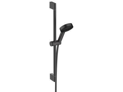 Set de dus Hansgrohe Pulsify Select 105 Relaxation Ecosmart, cu 3 tipuri de jet si bara de 0.65 m, negru mat
