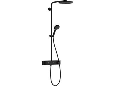 Coloana de dus Hansgrohe Pulsify S 260 1jet EcoSmart, cu baterie termostatata ShowerTablet Select 400, negru mat