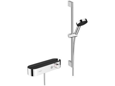 Baterie dus termostatata Hansgrohe ShowerTablet Select cu set de dus Pulsify Select S cu bara 0.65m