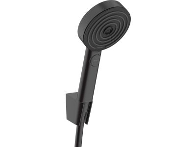 Set de dus Hansgrohe Pulsify Select 105 Relaxation, cu 3 tipuri de jet, agatatoare si furtun 1,25m, negru mat EXPUS