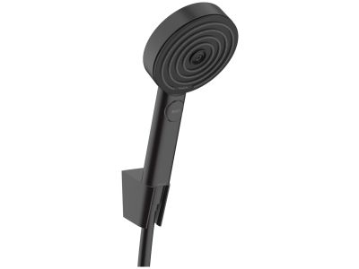 Set de dus Hansgrohe Pulsify Select 105 Relaxation, cu 3 tipuri de jet, agatatoare si furtun 1,6 m, negru mat