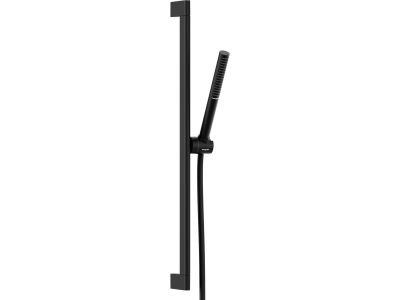 Set de dus Hansgrohe Pulsify S EcoSmart+ cu para stick 1 jet si bara de 65cm, negru mat