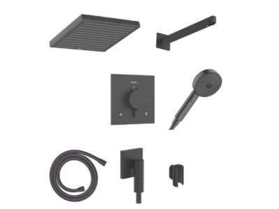 Sistem de dus incastrat Hansgrohe Pulsify E Design ShowerSet 260 1jet cu baterie termostatata Ecostat Comfort E, negru periat